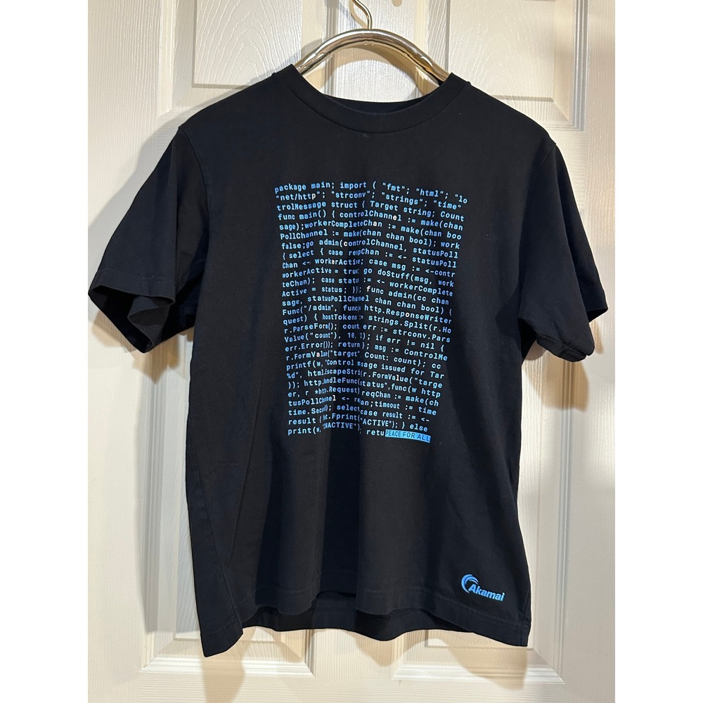 Uniqlo Peace For All Akamai Computer Code Graphic T-Shirt Black Mens Size M